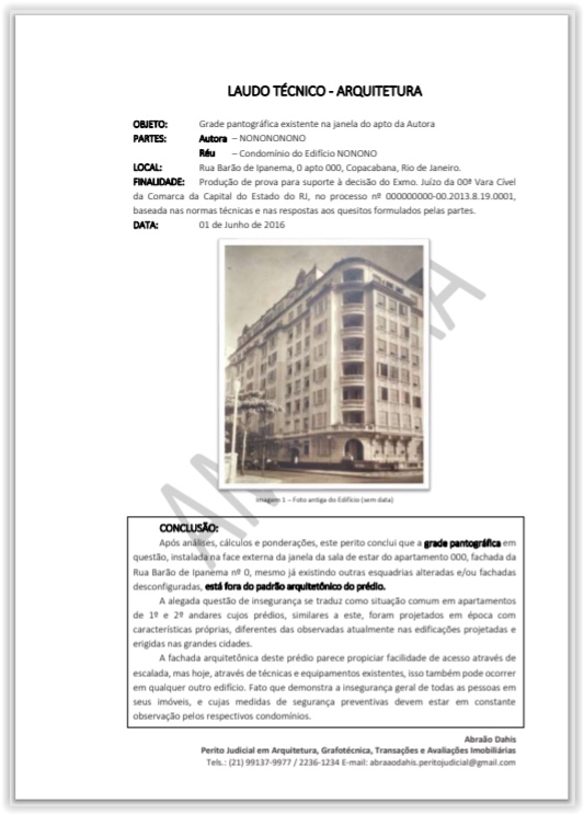 Capa de laudo técnico de arquitetura