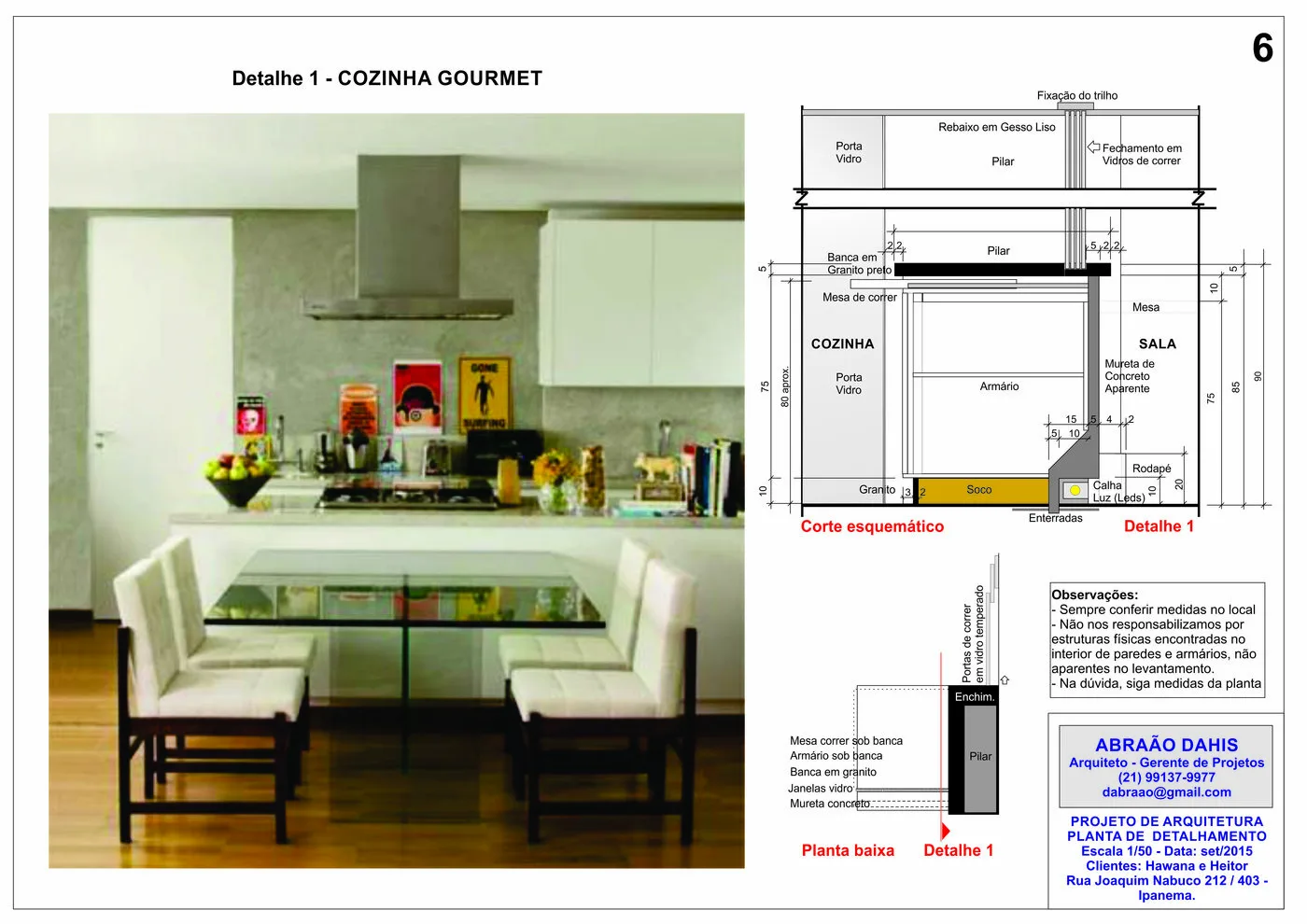 Planta de detalhes técnicos para design de móveis