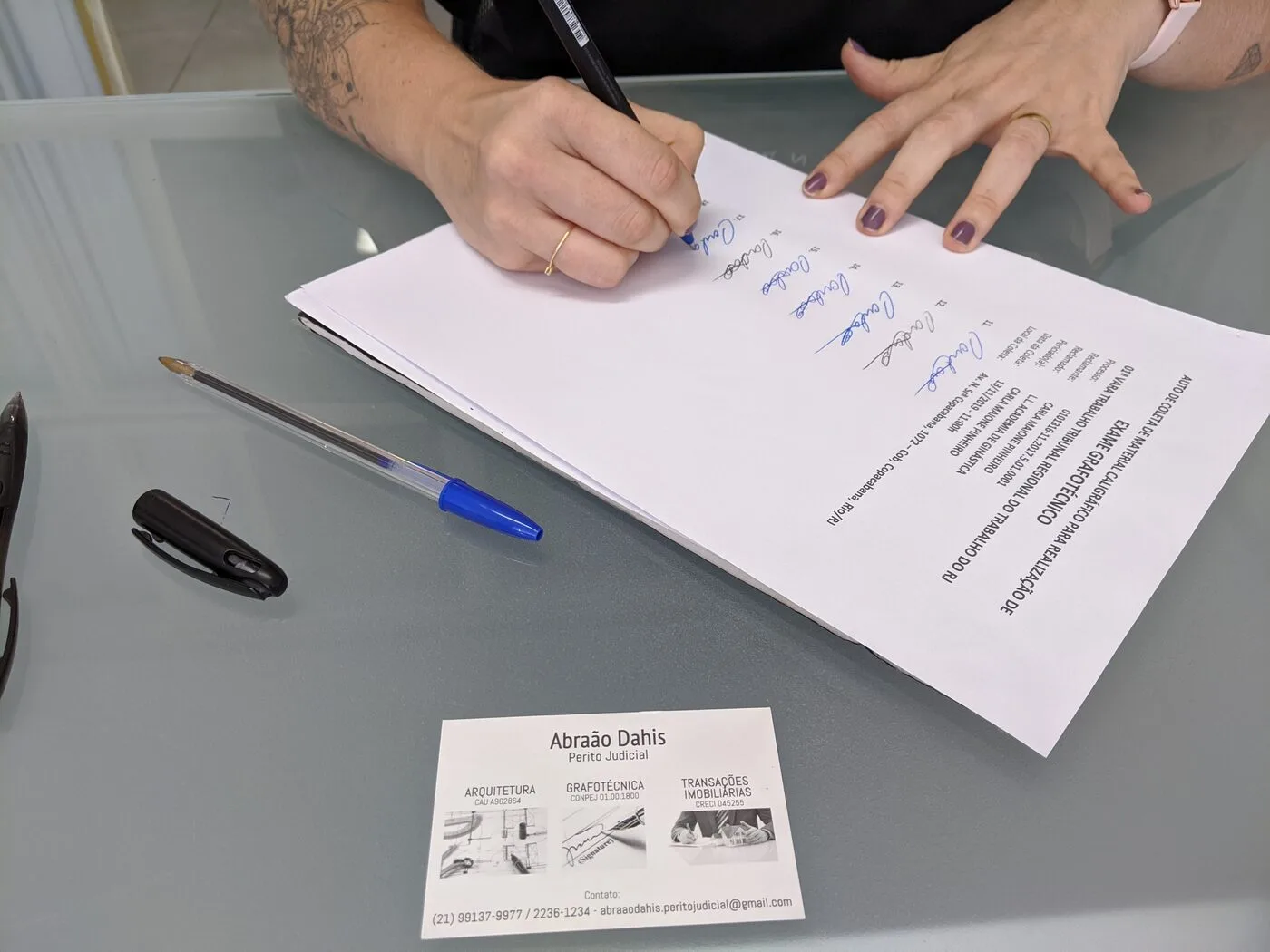 Coleta caligráfica em procedimento de grafotécnica